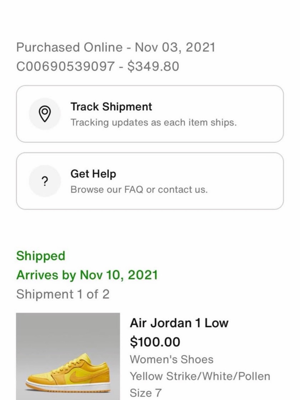 Nike Air Jordan 1 Low “Yellow Strike / Pollen” – Women’s Size 7 (Authentic) - Picture 8 of 8